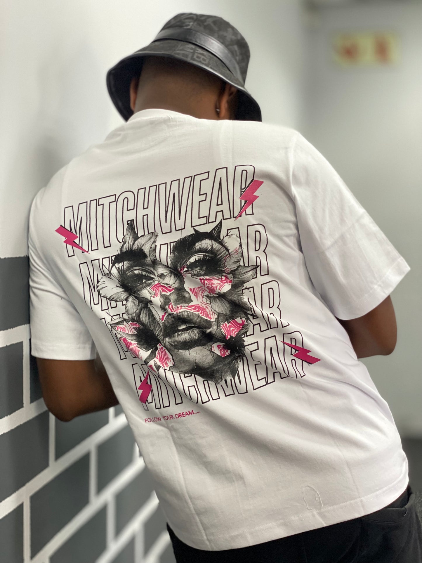 White Pink Face Logo 240gsm T-shirt
