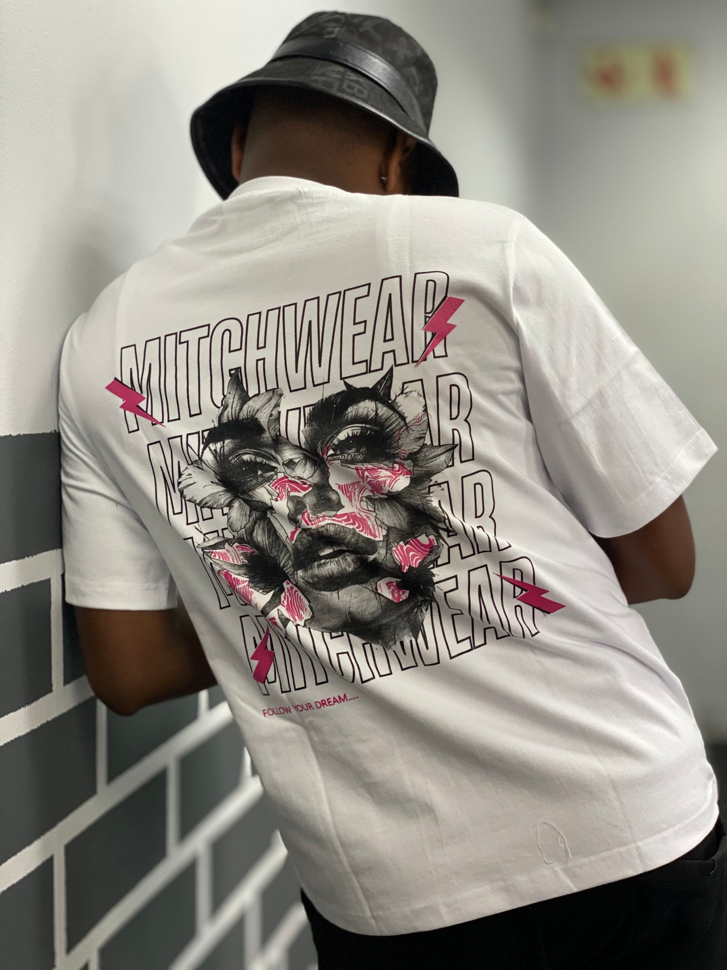 White Pink Face Logo 240gsm T-shirt